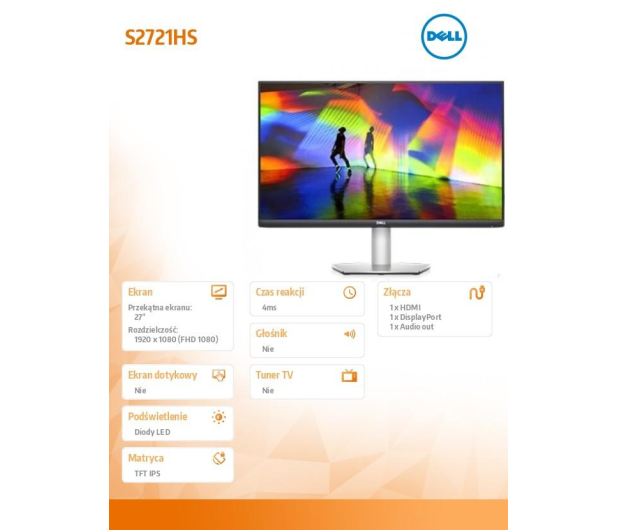 Dell 27'' S2721HS 210-AXLD Srebrny - 1463934 - zdjęcie 3